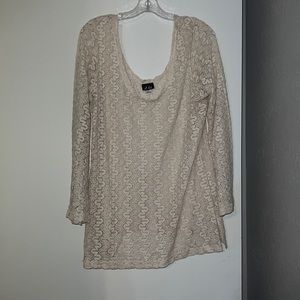 PLUS SIZE Cream Crochet Blouse